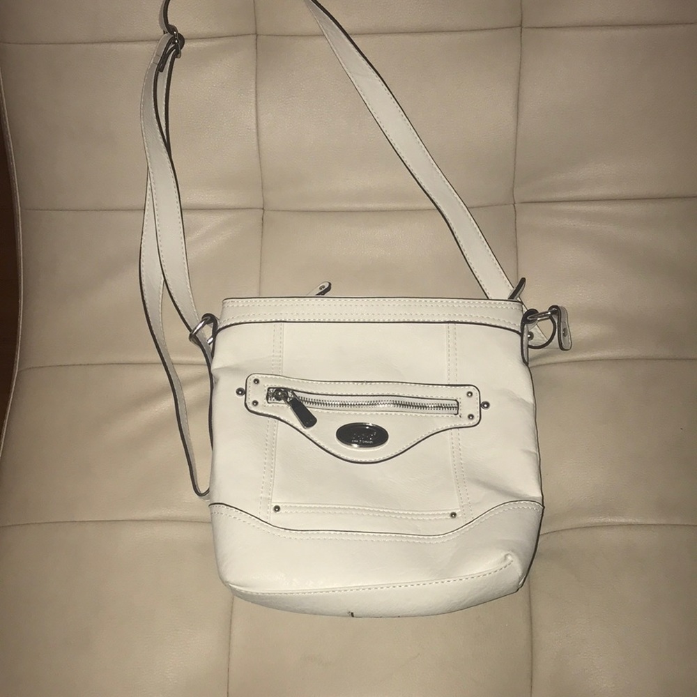 Born concepts white vinyl purse with power bank